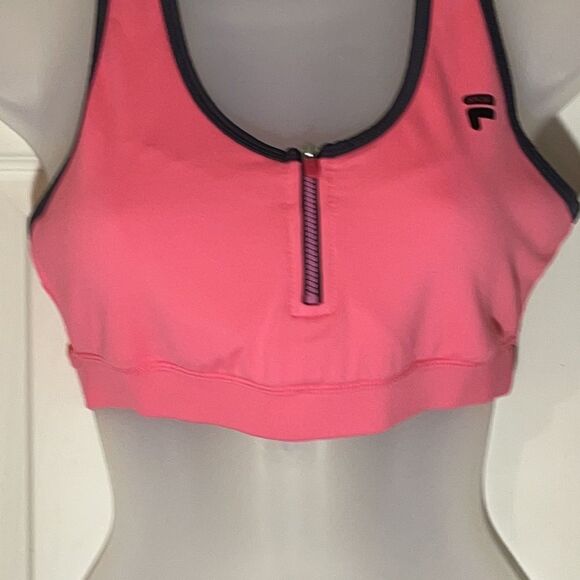 Fila Hot Pink Sports Bra Half Zipper Front Medium - Picture 4 of 13
